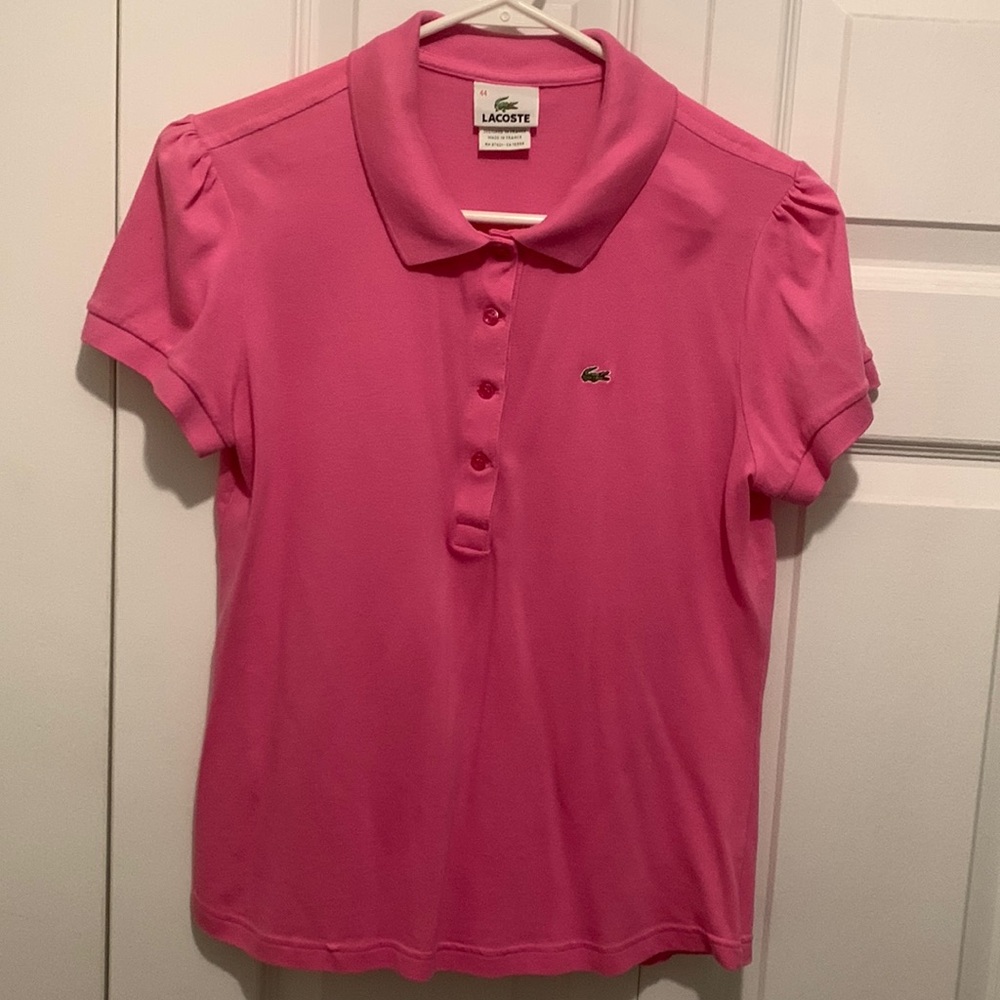 WOMEN'S REGULAR FIT COTTON PIQUÉ POLO PUFFED SLEEVE, L PINK